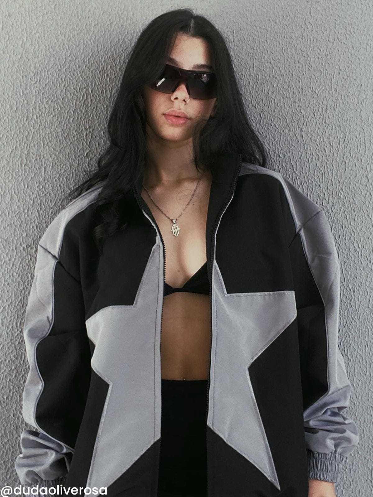 Aelfric Eden Reflective Stripe Star Zipper Jacket-IYAMIUIO