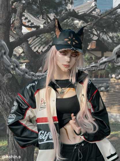 Aelfric Eden Stitching Color Motorcycle Jacket-IYAMIUIO