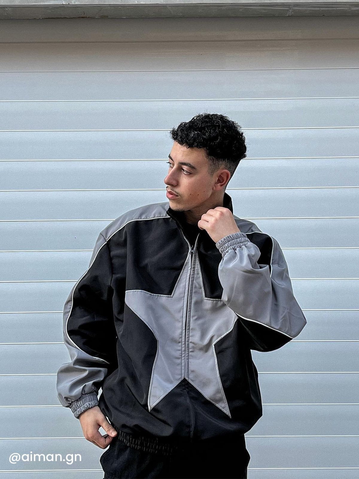 Aelfric Eden Reflective Stripe Star Zipper Jacket-IYAMIUIO