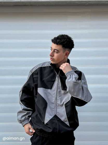 Aelfric Eden Reflective Stripe Star Zipper Jacket-IYAMIUIO