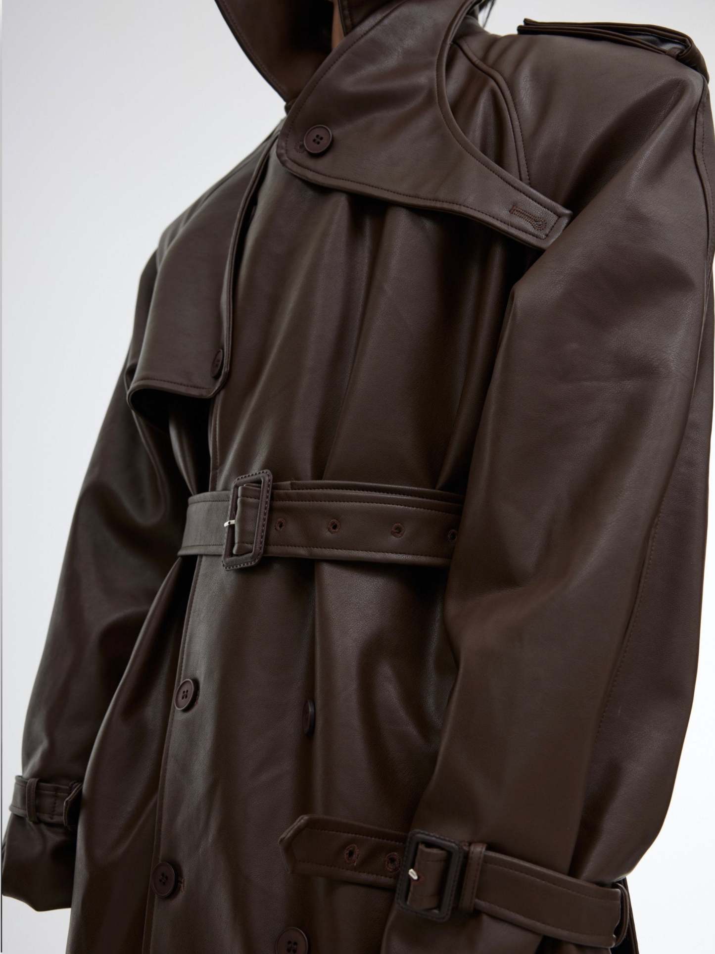 【23s October.】Deconstructed Silhouette PU Leather Coat-IYAMIUIO