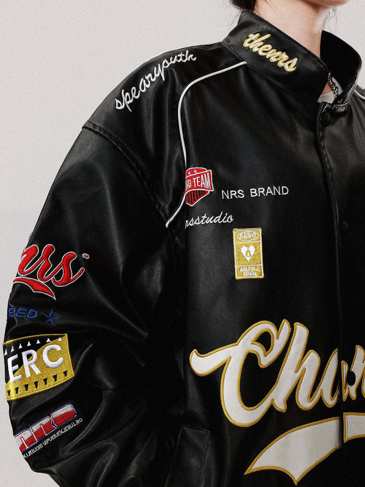 Aelfric Eden Letter-Embroidered Racing Jacket-IYAMIUIO