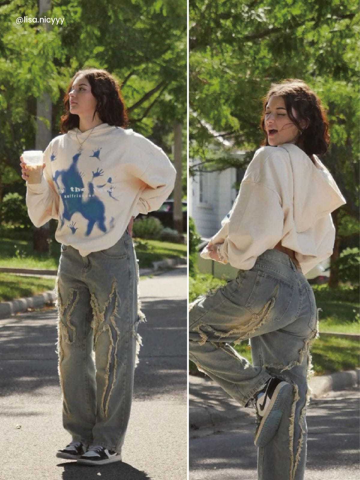 Aelfric Eden Washed Fringe Jeans-IYAMIUIO