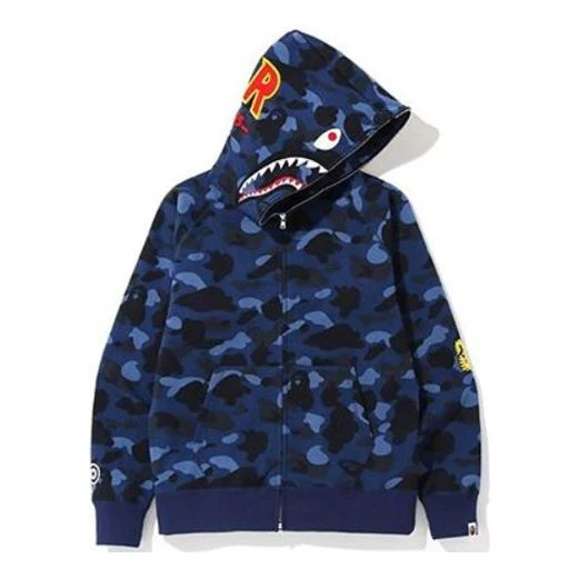 A Bathing Ape Shark Camo Full Zip Hoodie 'Purple Blue' 1F80-115-007