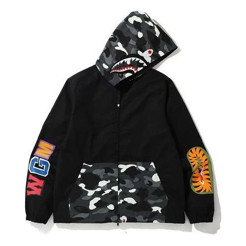 A Bathing Ape Shark Camo Pocket Full Zip Hoodie 'Black' 0ZXSWM140008D