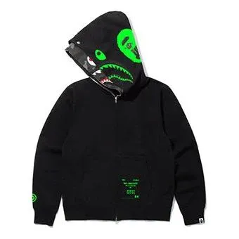 A Bathing Ape x UNDEFEATED Shark Camo Full Zip Hoodie 'Black Green' TBD-BAPE-13