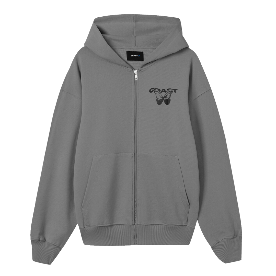 Gray Half Tone Zipper-IYAMIUIO