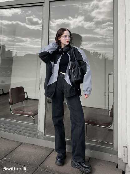 Aelfric Eden Reflective Stripe Star Zipper Jacket-IYAMIUIO