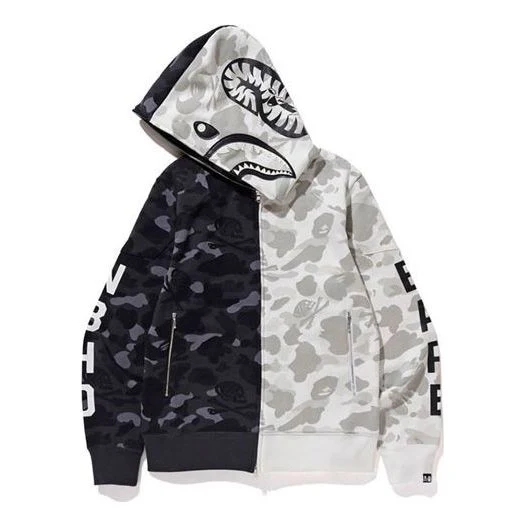 A Bathing Ape x Neighborhood Shark Camo Full Zip Hoodie 'Grey' 1E73-115-941