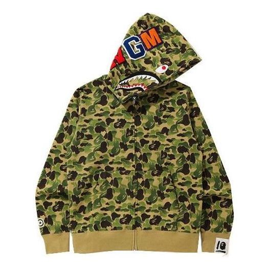 A Bathing Ape Shark Camo Full Zip Hoodie 'Green' OZXSWM11516X