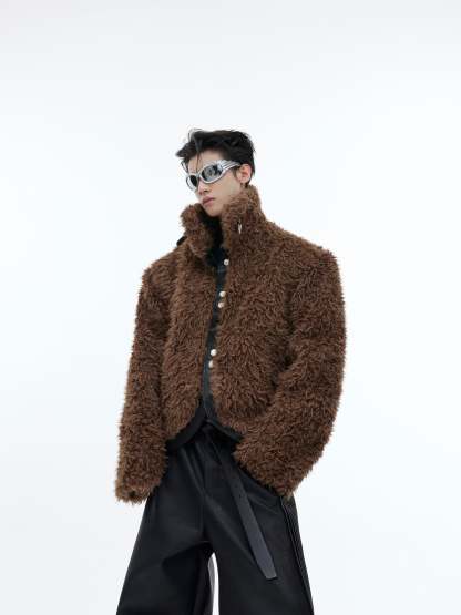 【23s November.】Retro Sherpa Pu Leather Plush Jacket-IYAMIUIO