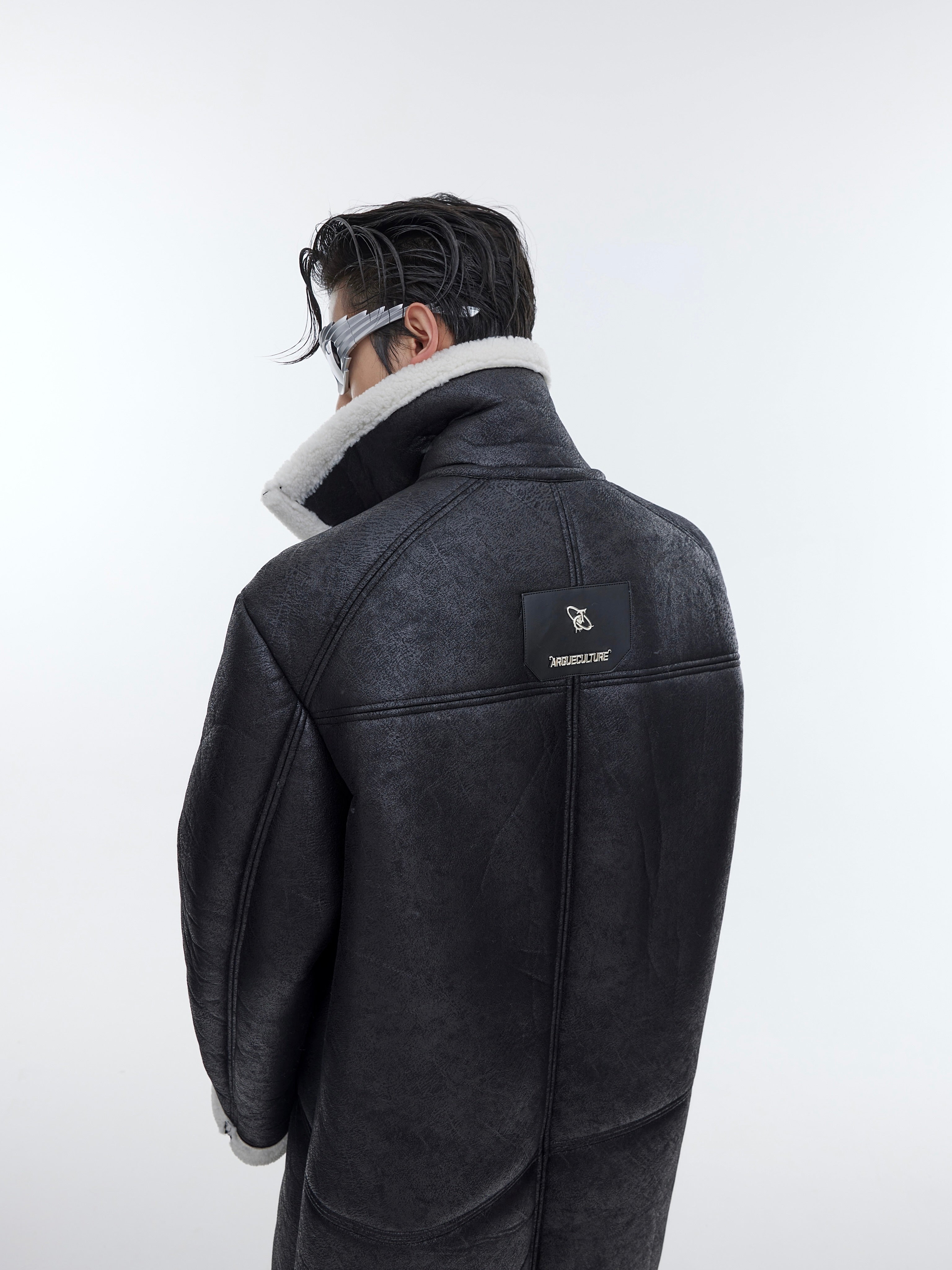 【23s November.】Sherpa Paneled Leather Coat-IYAMIUIO