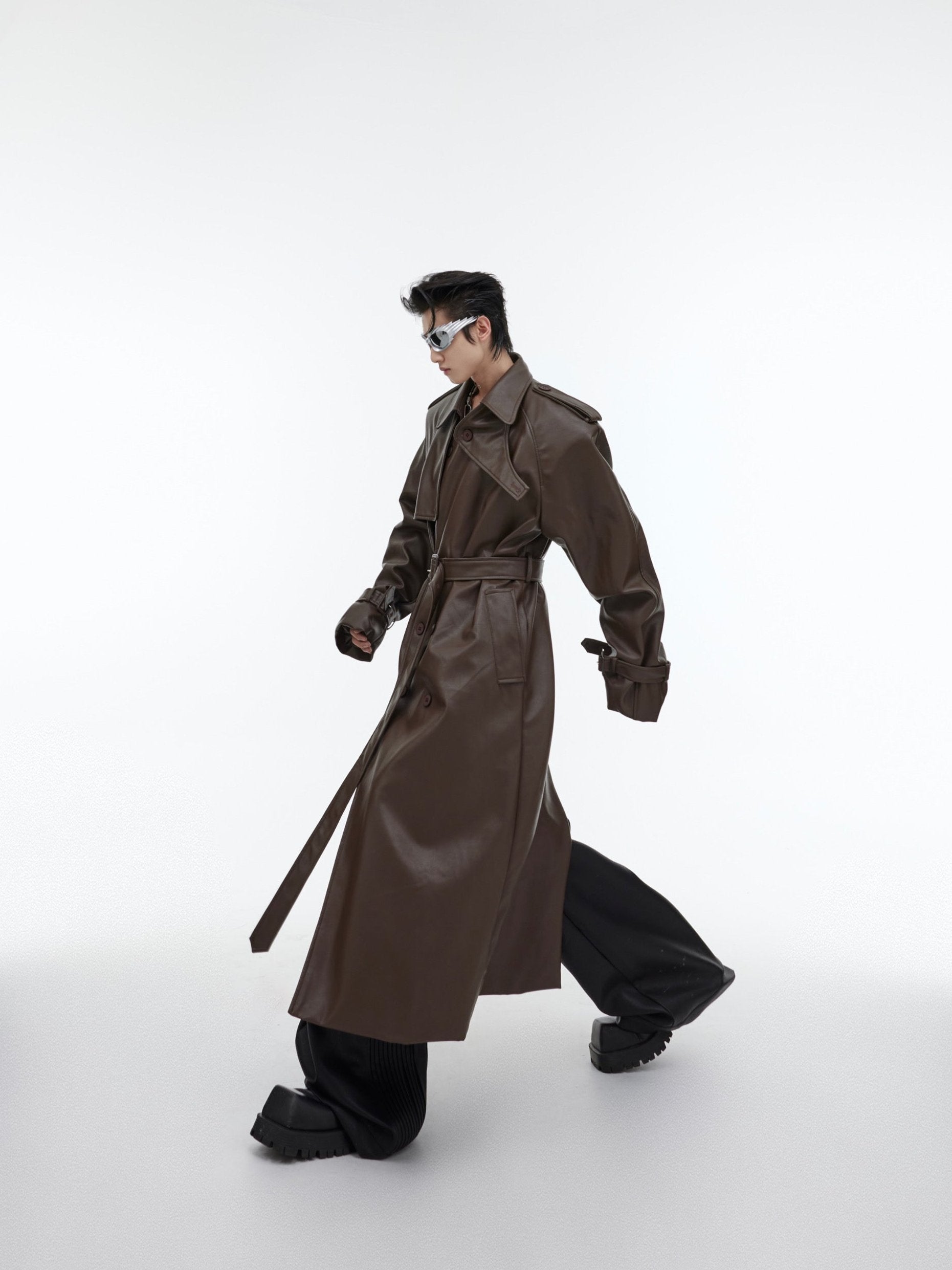 【23s October.】Deconstructed Silhouette PU Leather Coat-IYAMIUIO