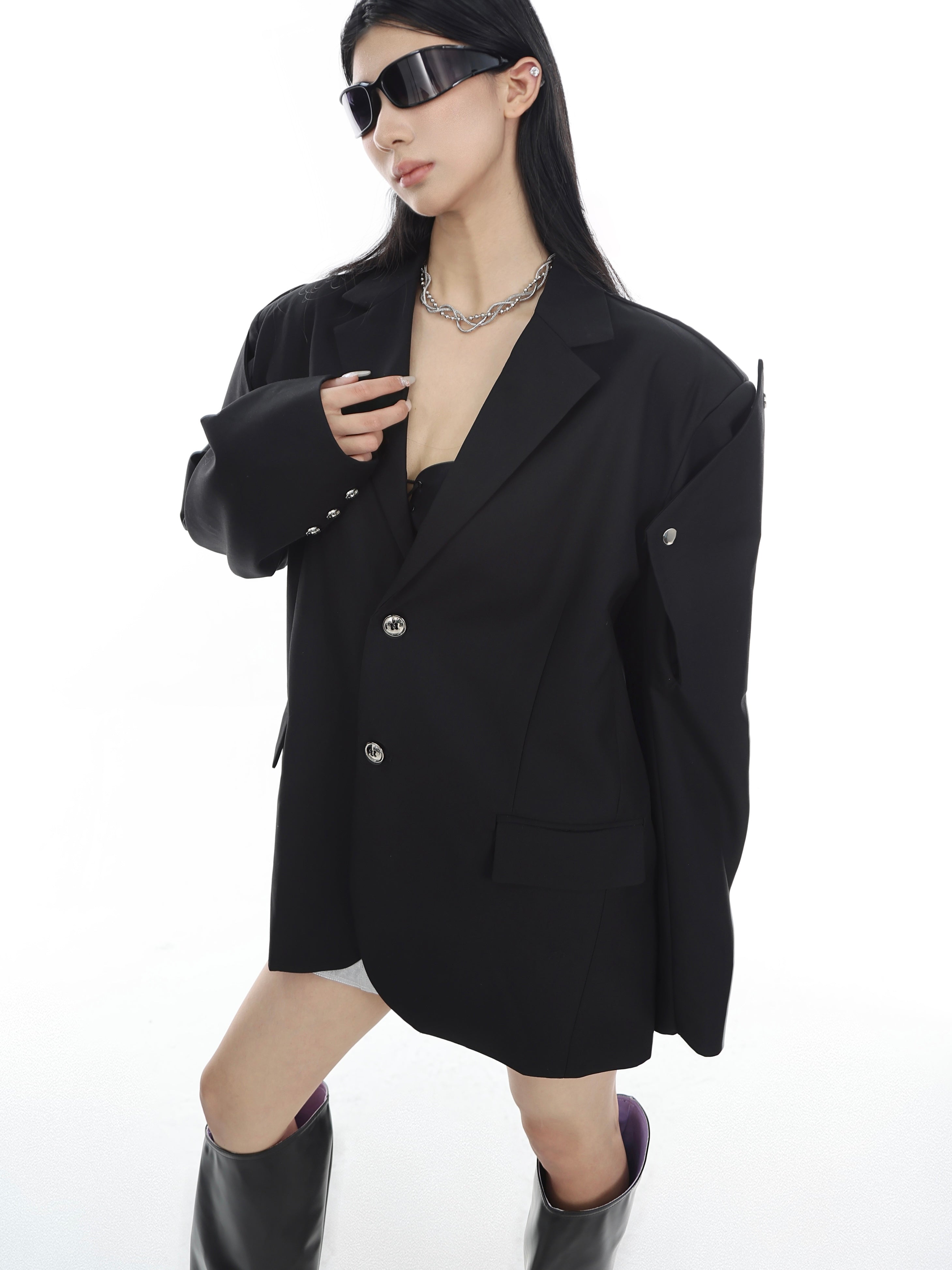 【23s July.】Button Shoulder Pad Suit-IYAMIUIO