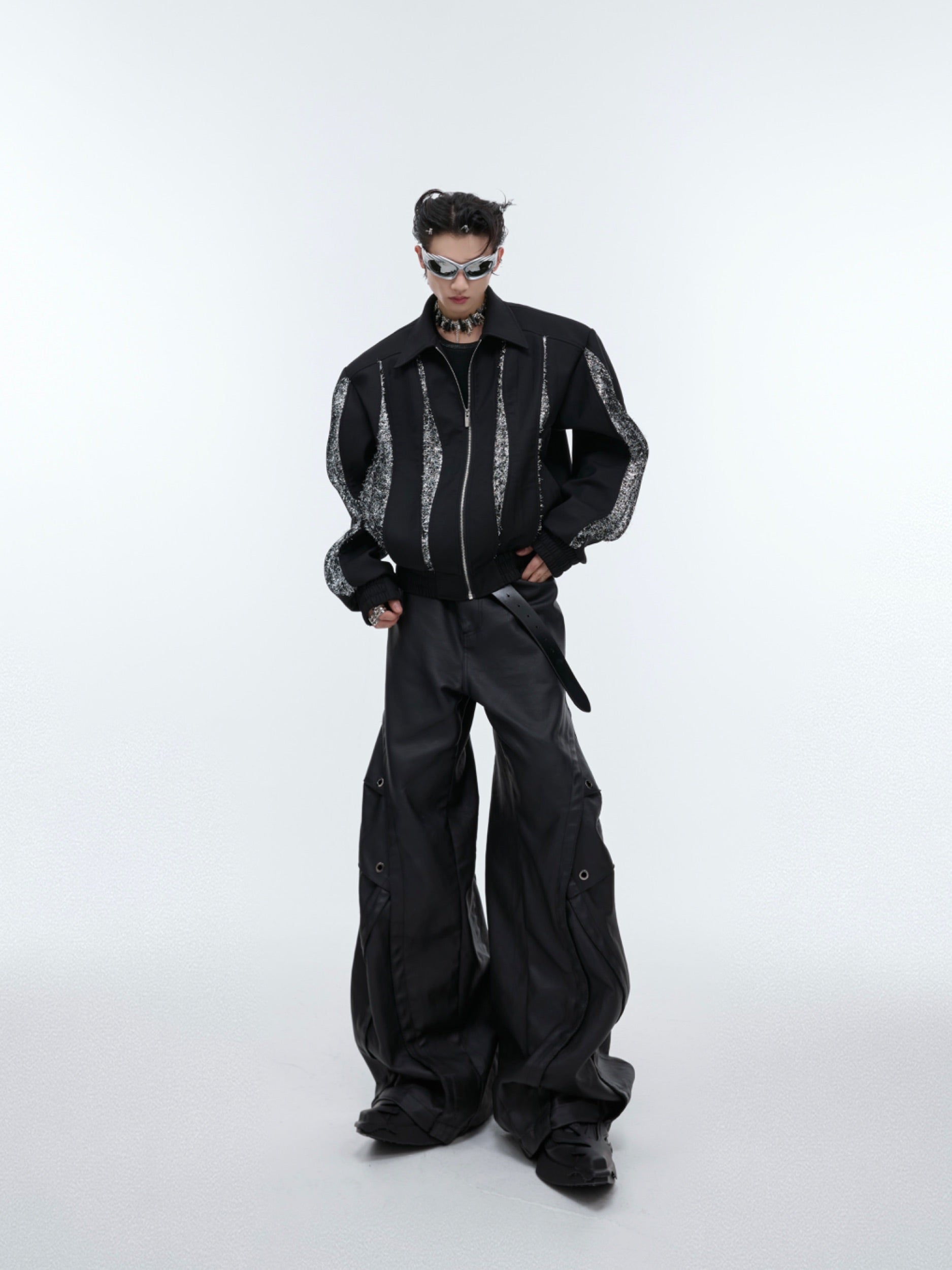 【24s Sep.】Patchwork Sequined Cropped Jacket-IYAMIUIO