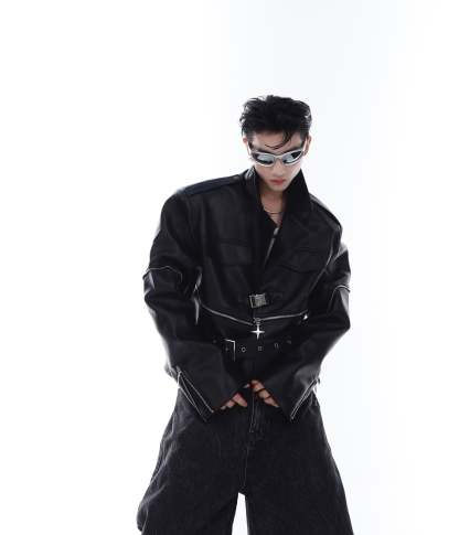 【23s Feb.】Zipped Surround PU Leather Jacket-IYAMIUIO