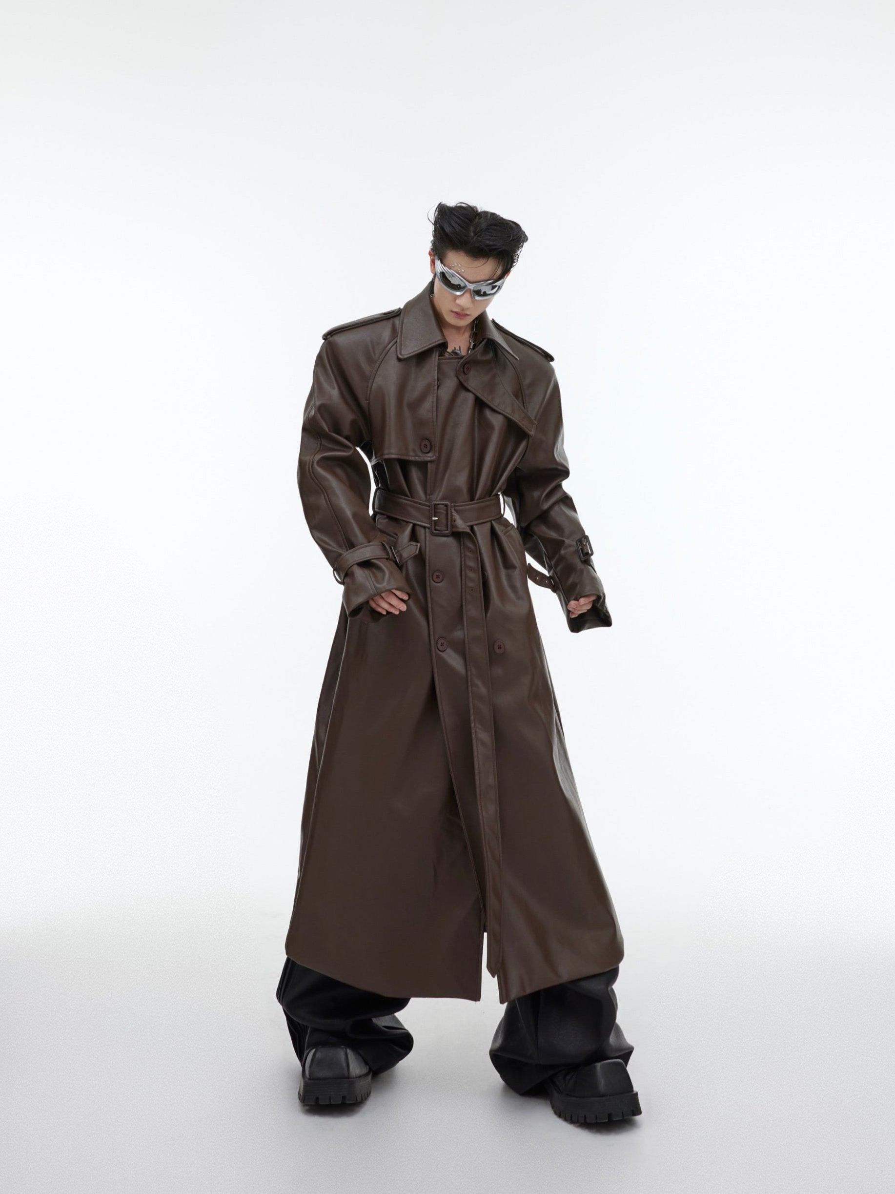 【23s October.】Deconstructed Silhouette PU Leather Coat-IYAMIUIO