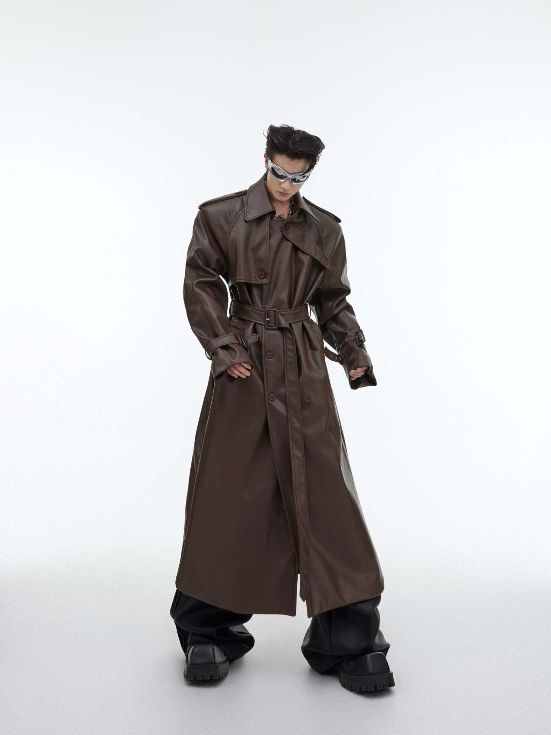 【23s October.】Deconstructed Silhouette PU Leather Coat-IYAMIUIO