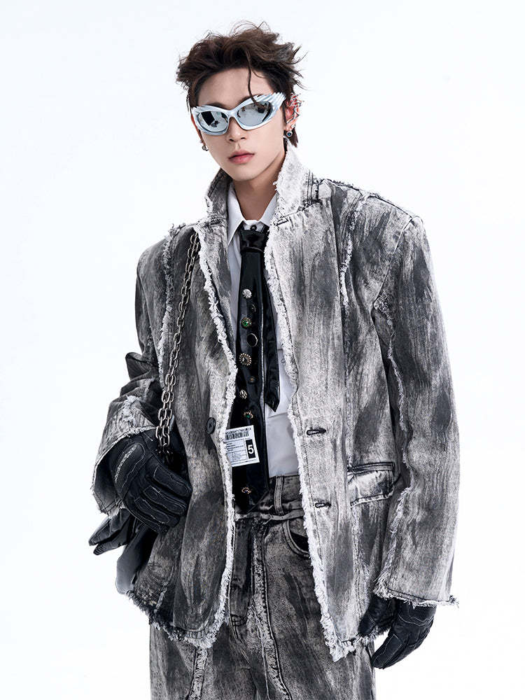 【24s Oct.】Distressed Vintage Denim Jacket-IYAMIUIO