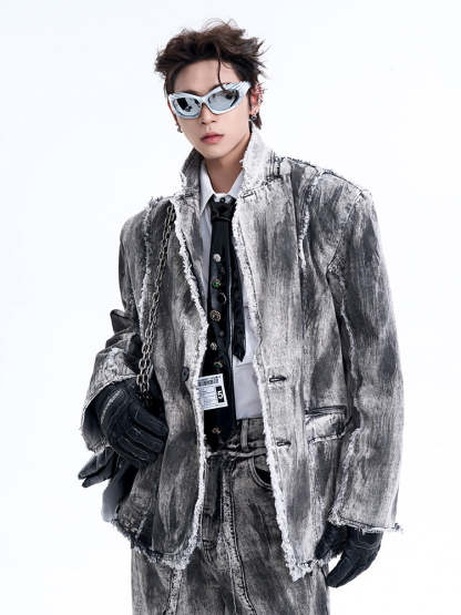 【24s Oct.】Distressed Vintage Denim Jacket-IYAMIUIO