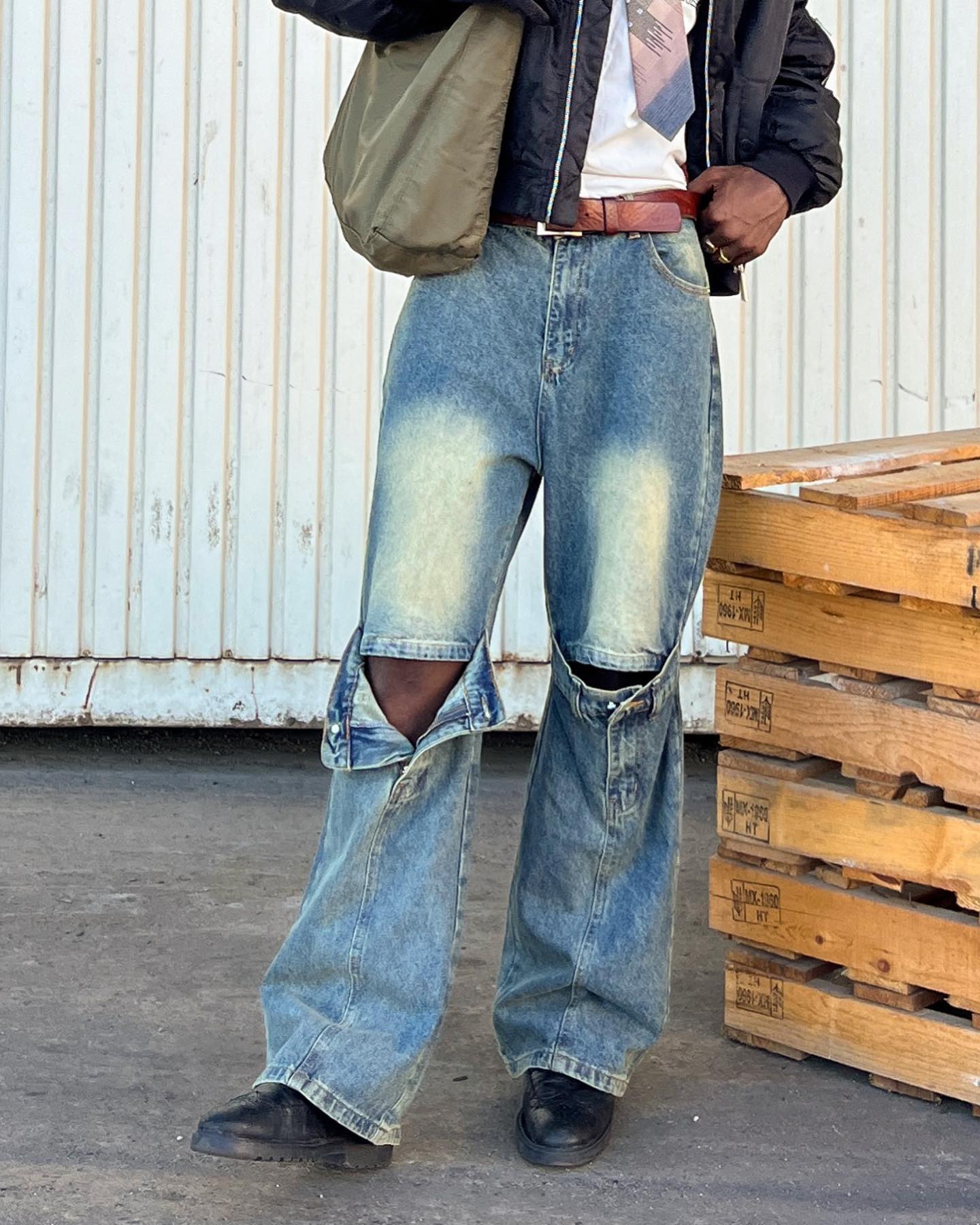【23s May.】Vintage Jeans with Belt-IYAMIUIO