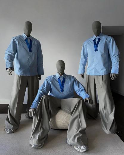 【23s August.】Double Cuff Shoulder Pads Shirt-IYAMIUIO