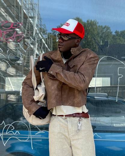 【23s August.】Brown Shoulder Pad Leather Jacket-IYAMIUIO