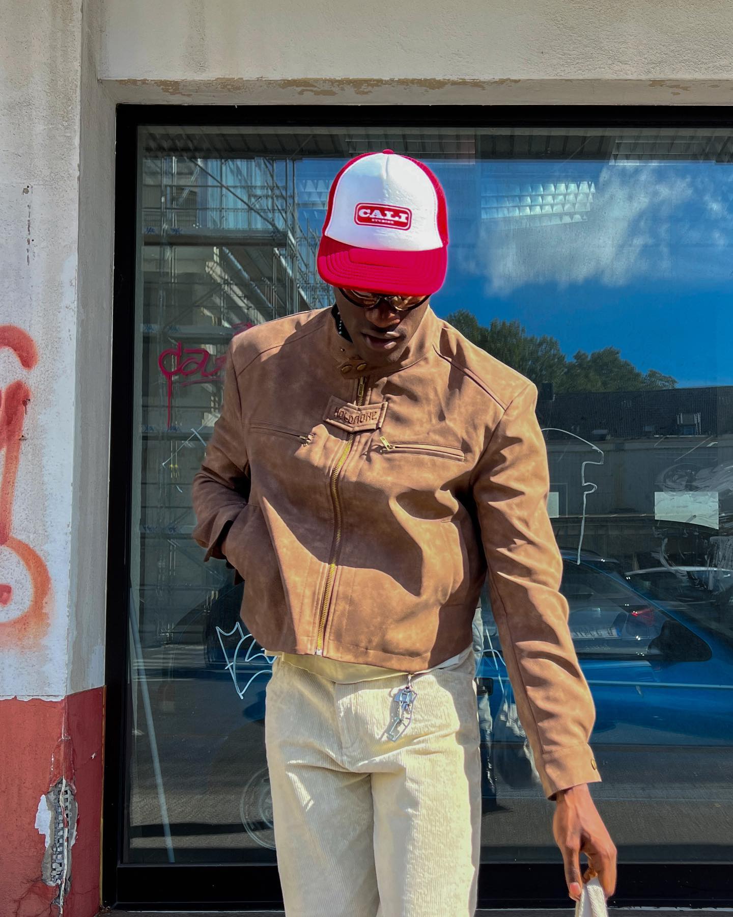 【23s August.】Brown Shoulder Pad Leather Jacket-IYAMIUIO