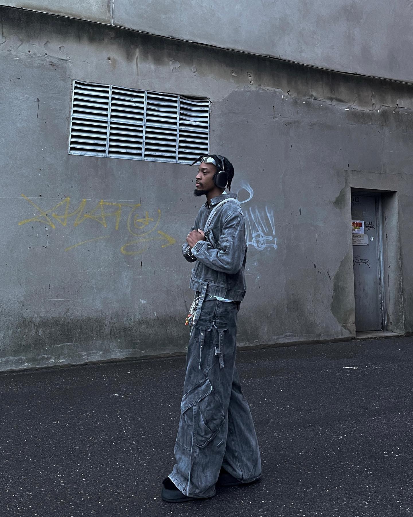 【23s September.】Vintage Denim Jacket  Baggy Cargo Pants Set