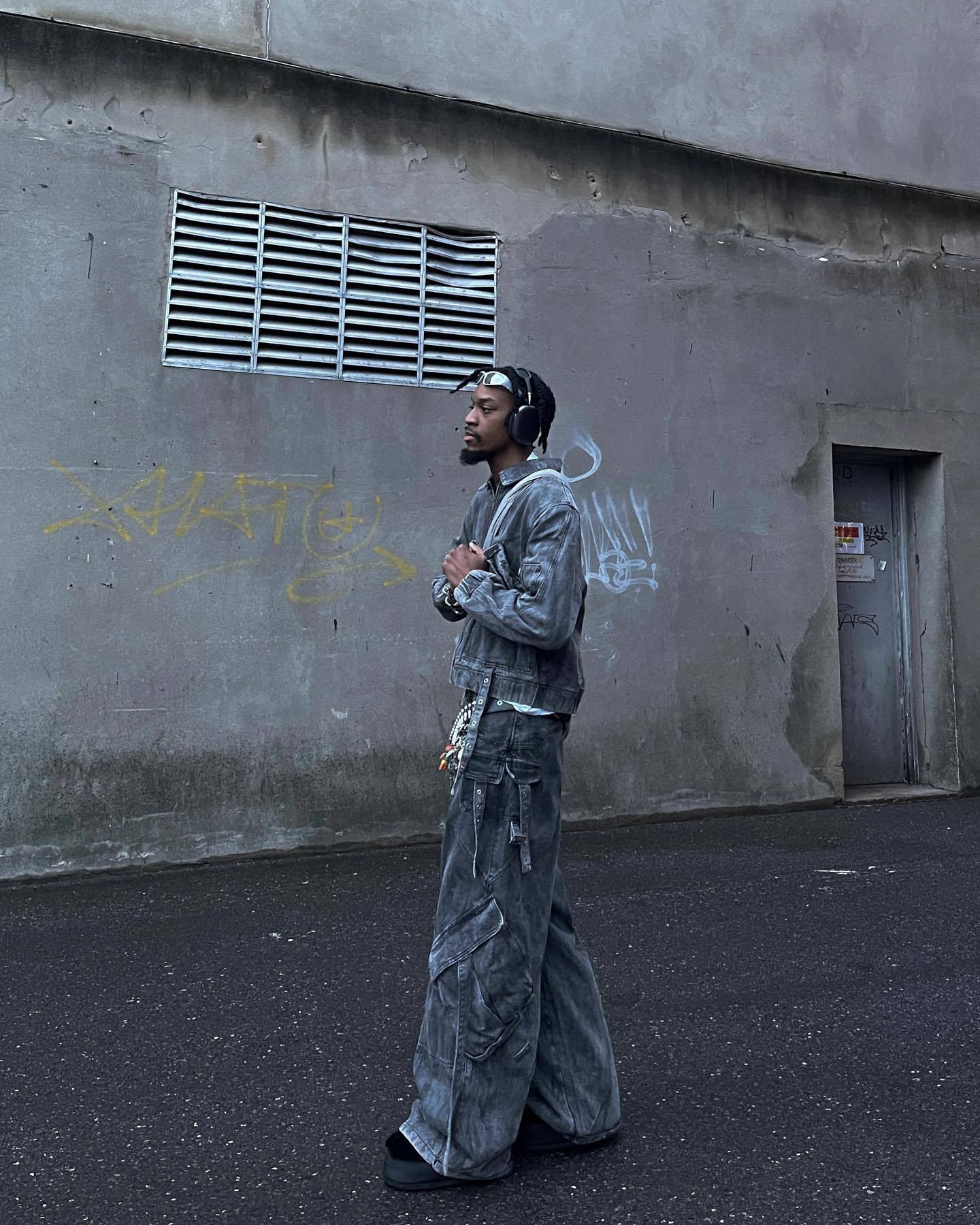 【23s September.】Vintage Denim Jacket  Baggy Cargo Pants Set