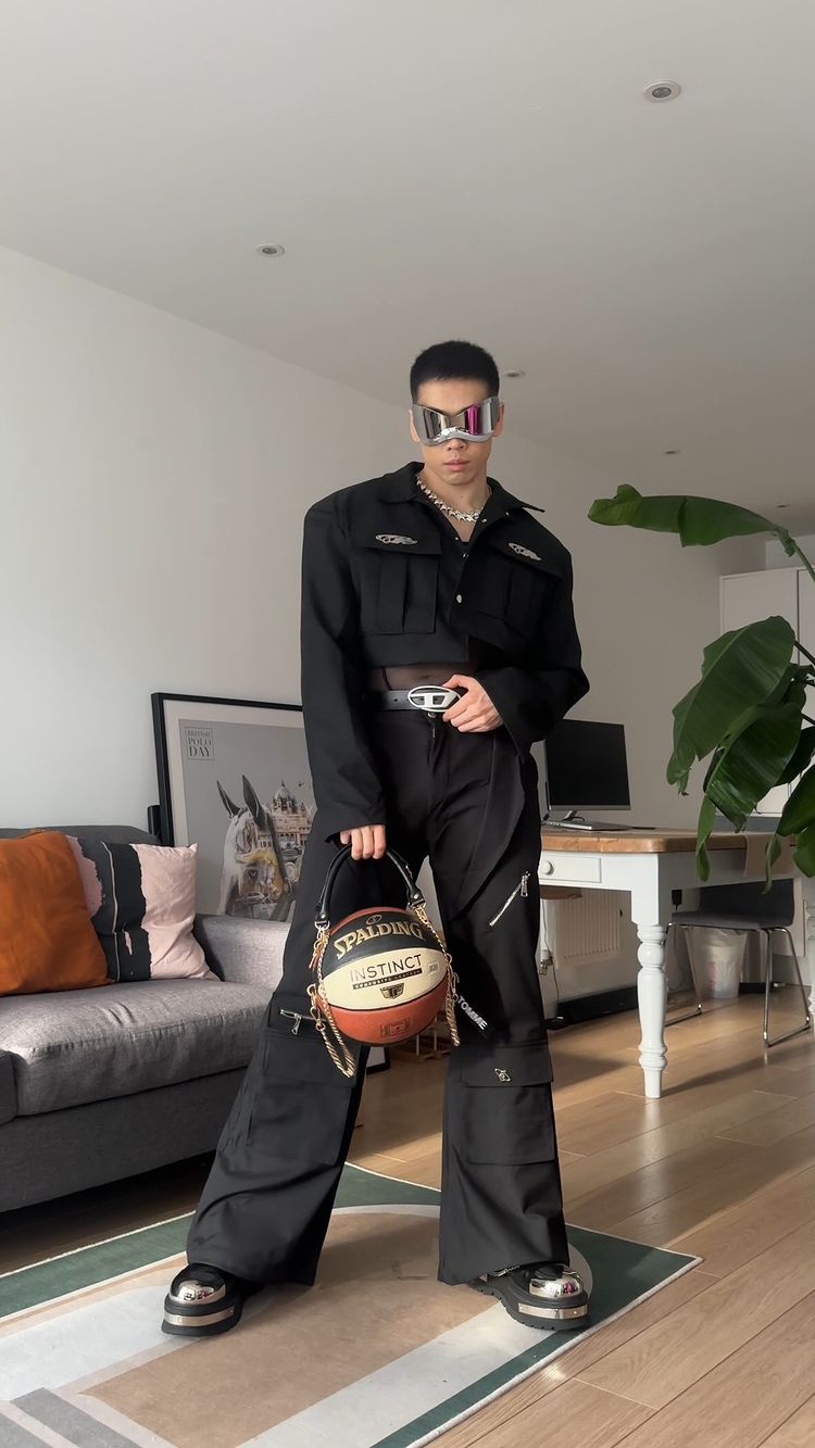 【23s August.】Oversized Paneled Cropped Jacket-IYAMIUIO