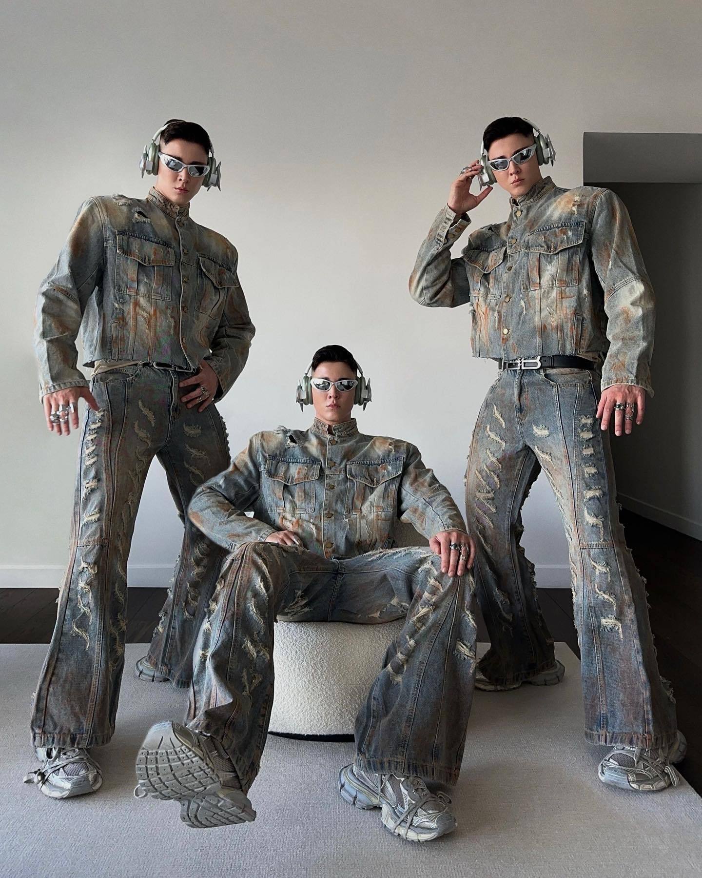 【23s August.】Distressed Denim Jacket Ripped Jeans-IYAMIUIO