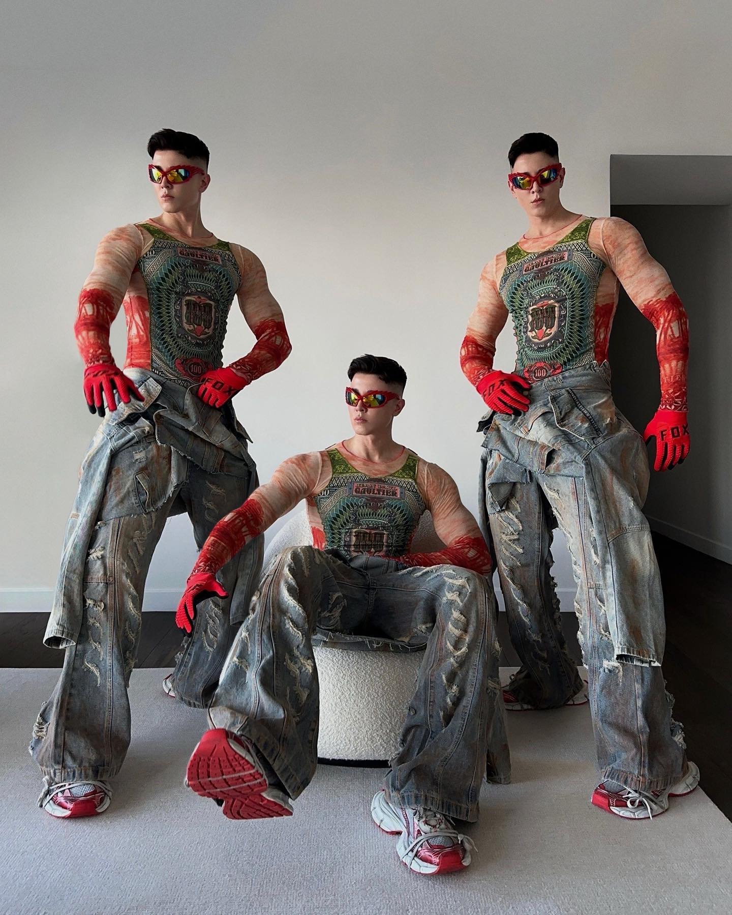 【23s August.】Distressed Denim Jacket Ripped Jeans-IYAMIUIO