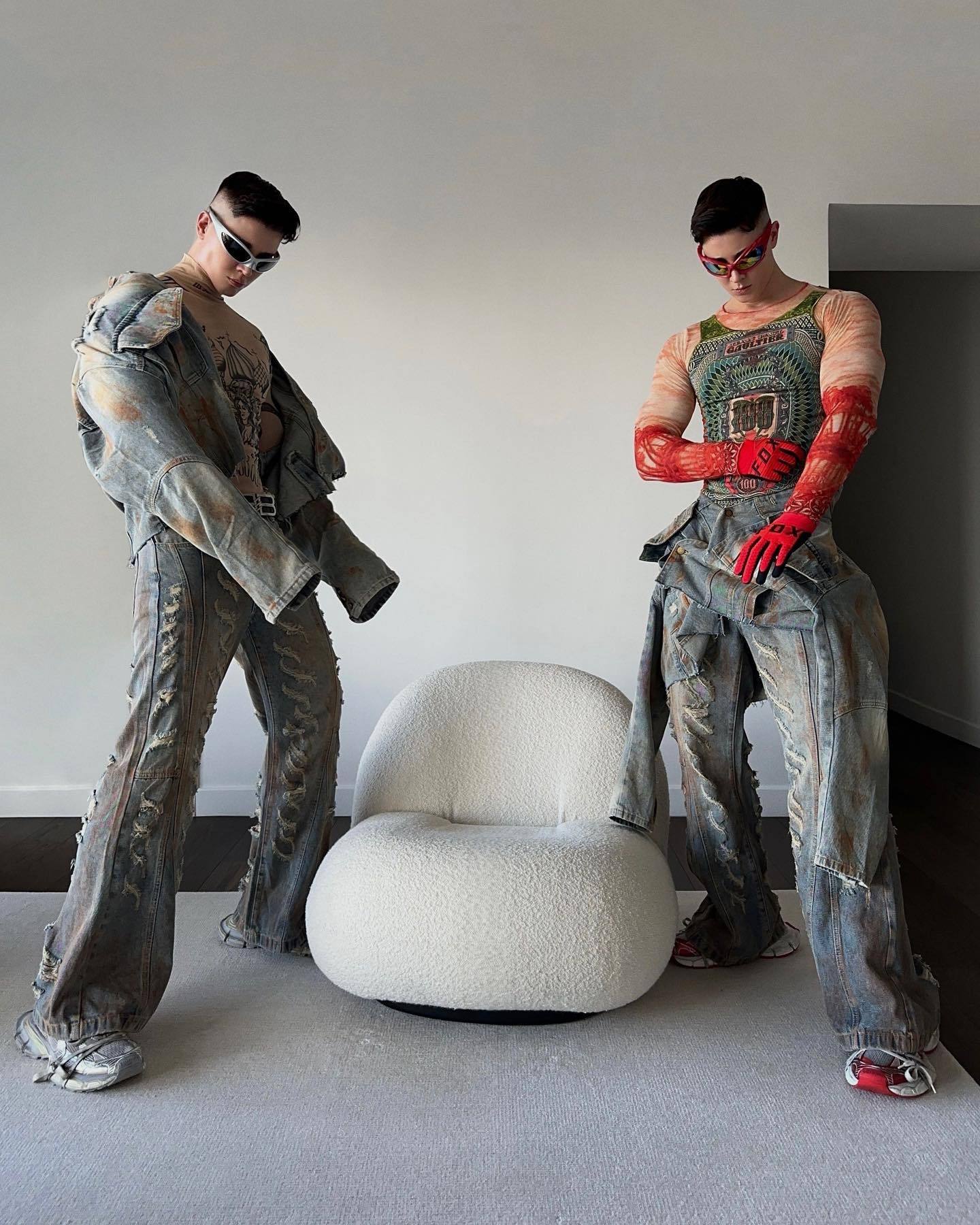 【23s August.】Distressed Denim Jacket Ripped Jeans-IYAMIUIO