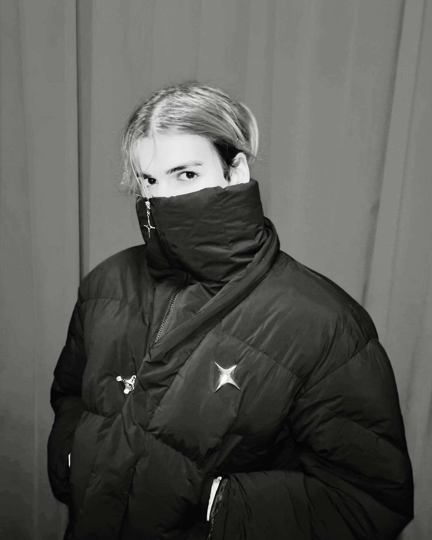 High Neck Asymmetrical Design Winter Coat-IYAMIUIO