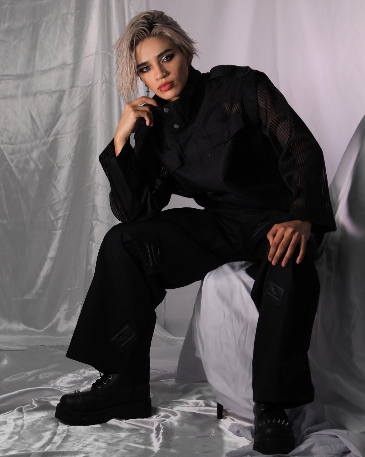 【23s August.】Label Graphic Drape Suit Pants-IYAMIUIO