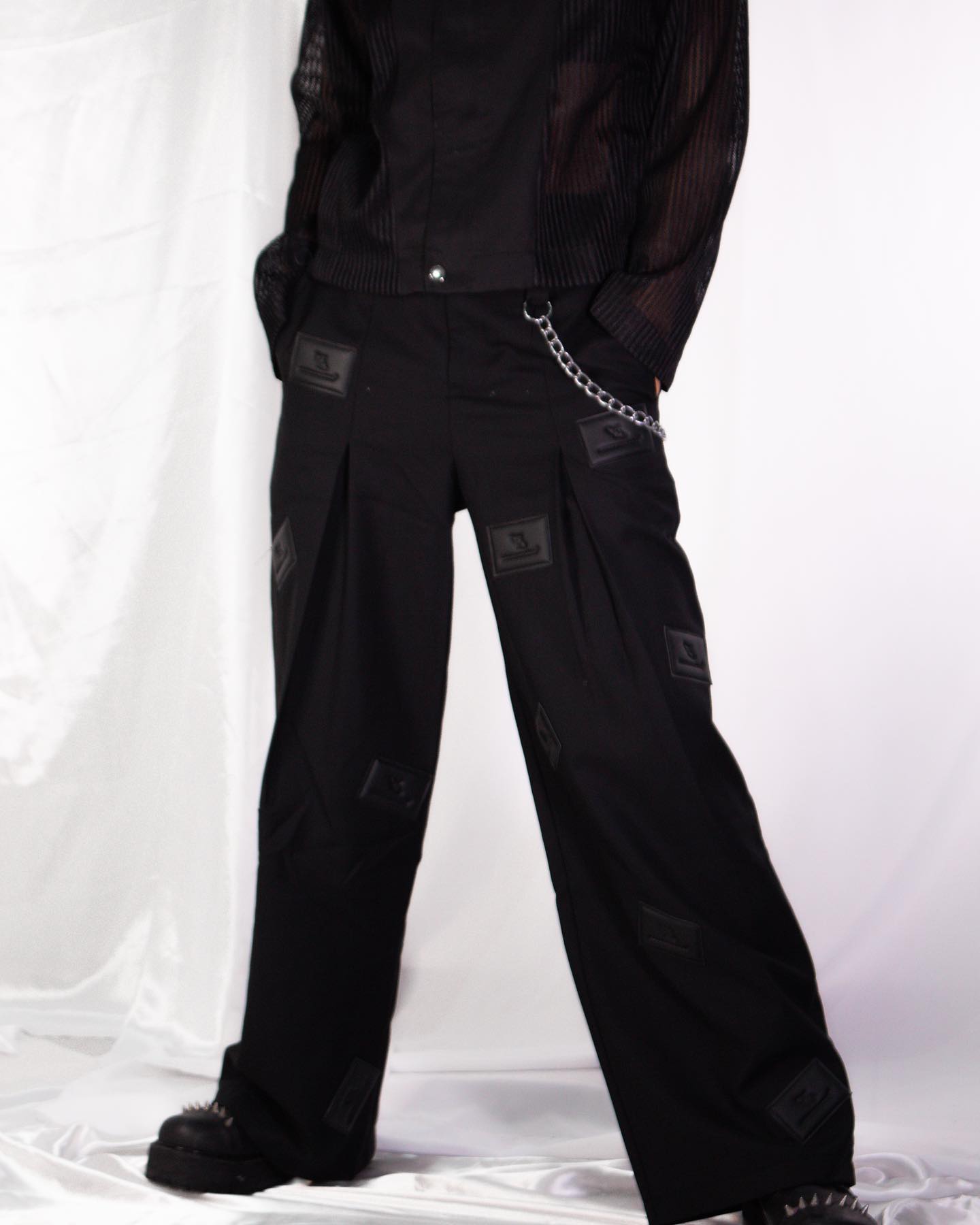 【23s August.】Label Graphic Drape Suit Pants-IYAMIUIO