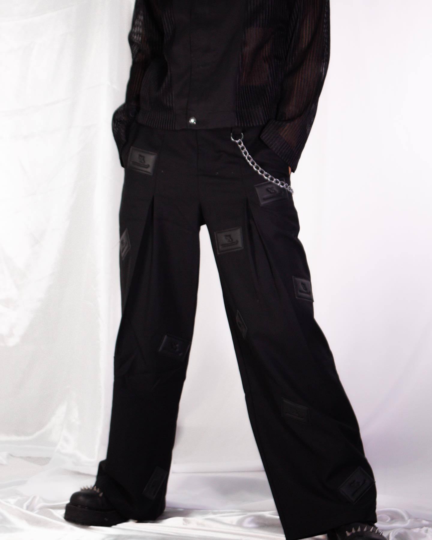 【23s August.】Label Graphic Drape Suit Pants-IYAMIUIO