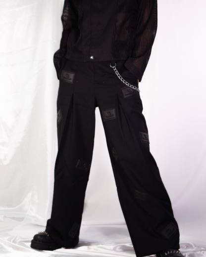 【23s August.】Label Graphic Drape Suit Pants-IYAMIUIO