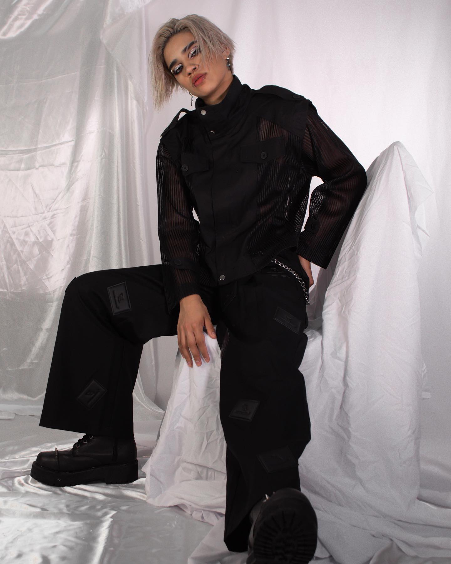 【23s August.】Label Graphic Drape Suit Pants-IYAMIUIO