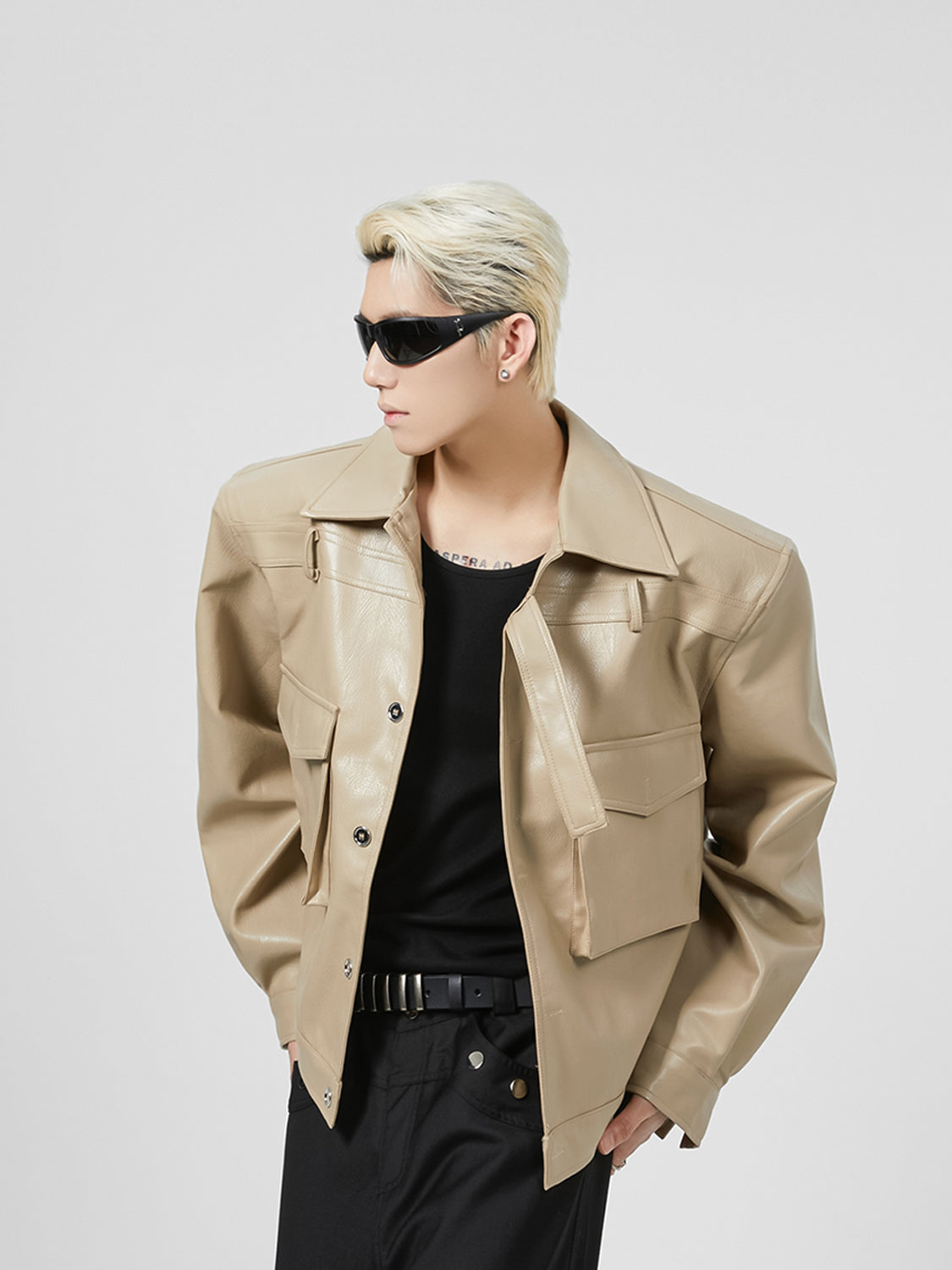 【23s August.】Shoulder Pad Leather Biker Jacket-IYAMIUIO