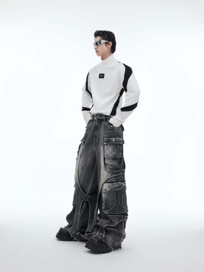 【24s Oct.】Contrast Color Half Turtleneck Slim Fit Bottoming Shirt-IYAMIUIO