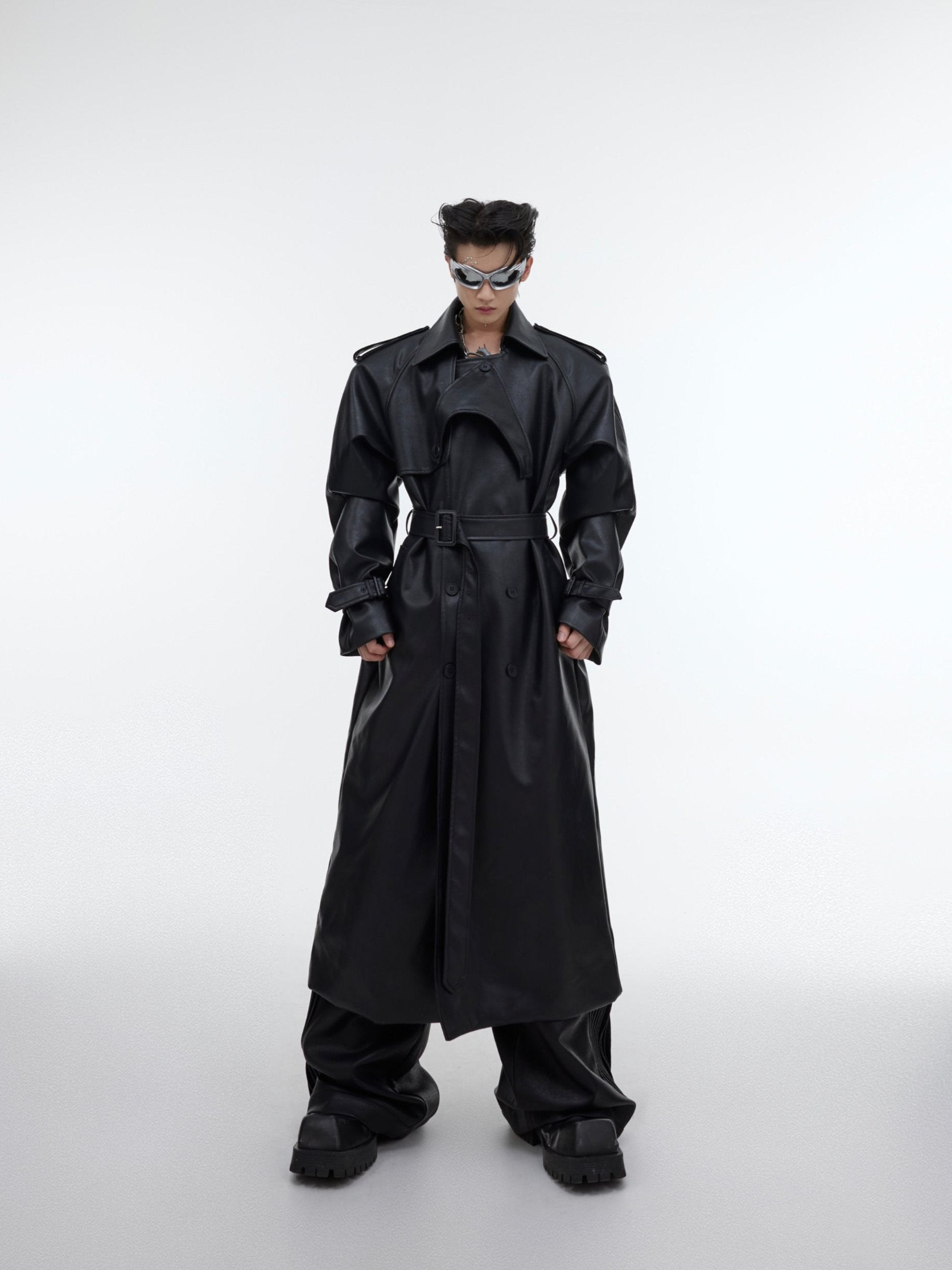 【23s October.】Deconstructed Silhouette PU Leather Coat-IYAMIUIO