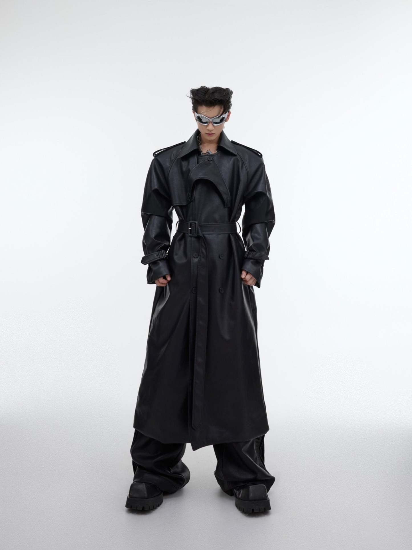 【23s October.】Deconstructed Silhouette PU Leather Coat-IYAMIUIO