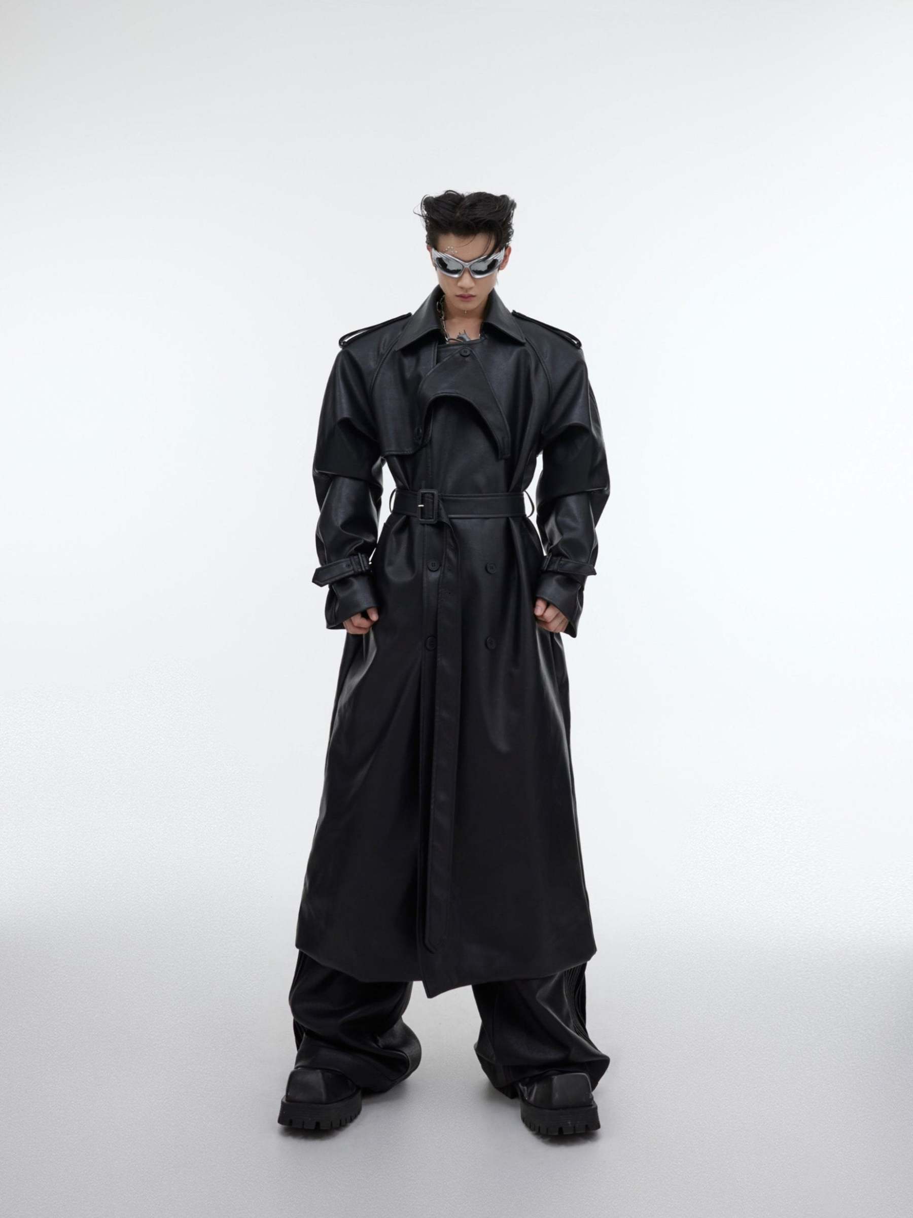 【23s October.】Deconstructed Silhouette PU Leather Coat-IYAMIUIO