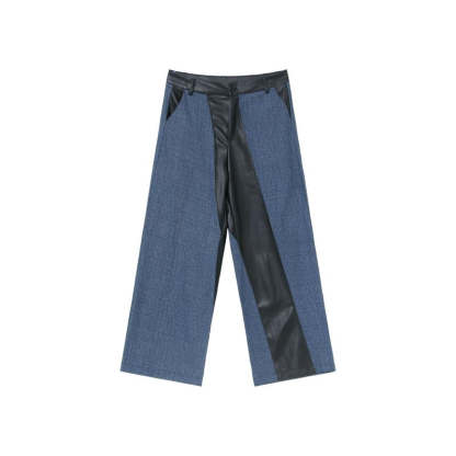 【24s Aug.】PU Leather Patchwork Jacket Set-IYAMIUIO