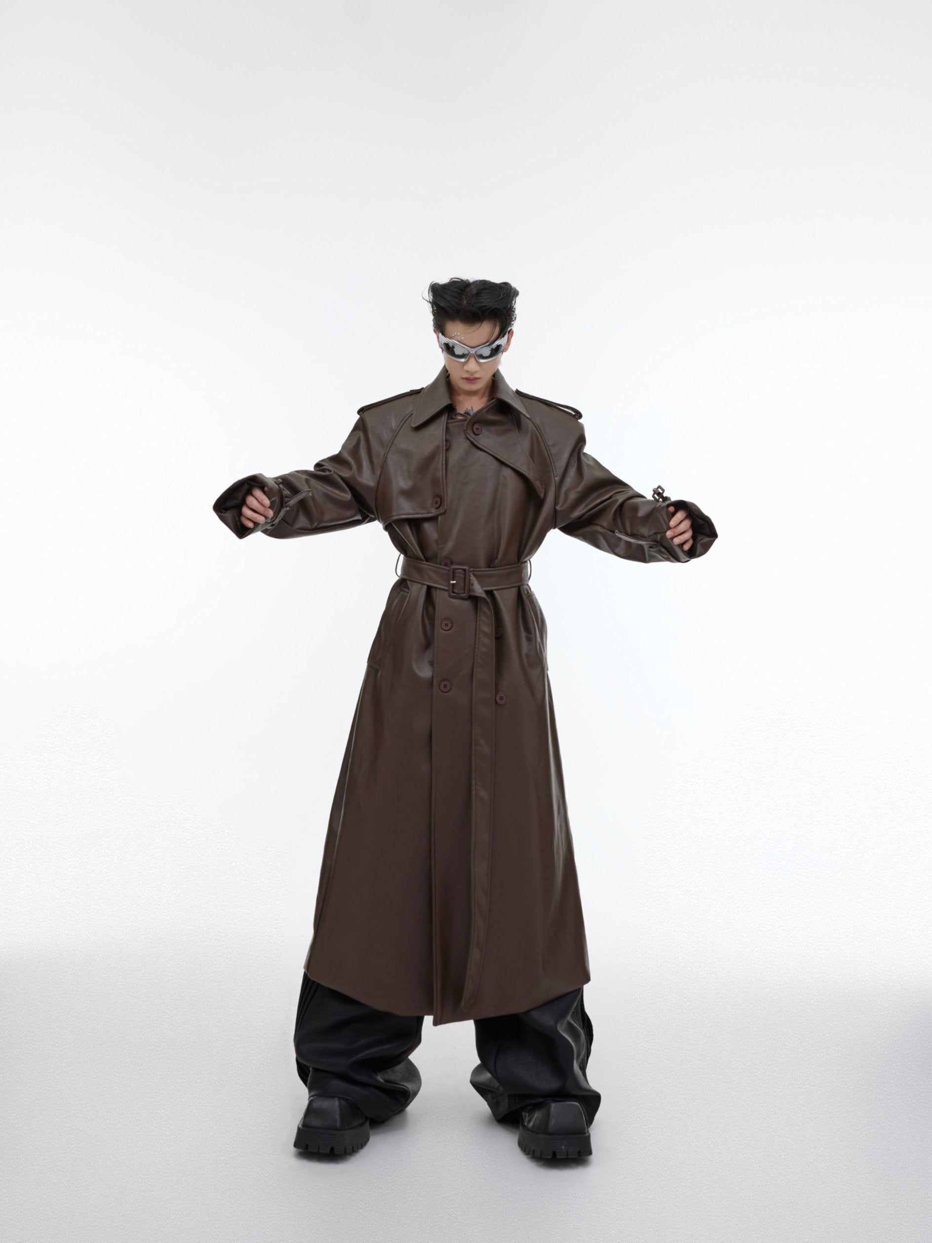 【23s October.】Deconstructed Silhouette PU Leather Coat-IYAMIUIO
