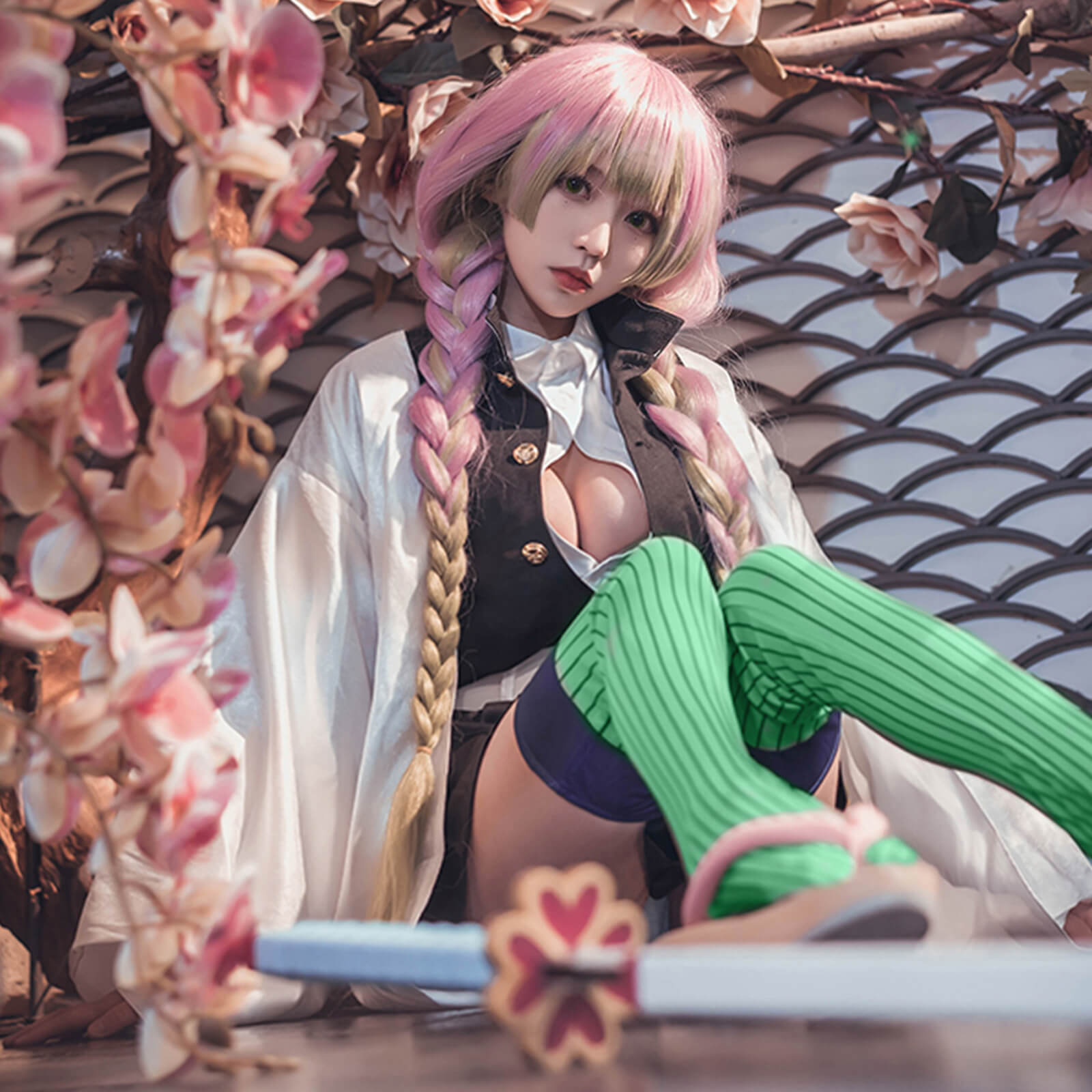 Demon Cosplay Costumes Mitsuri Kanroji Cosplay Set-IYAMIUIO