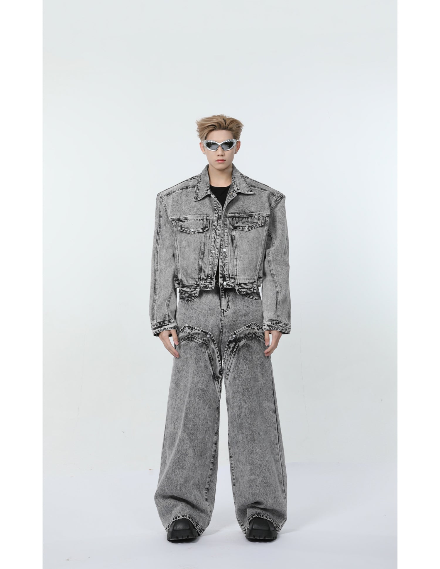 【24s March.】Retro Distressed Simple Denim Suit-IYAMIUIO