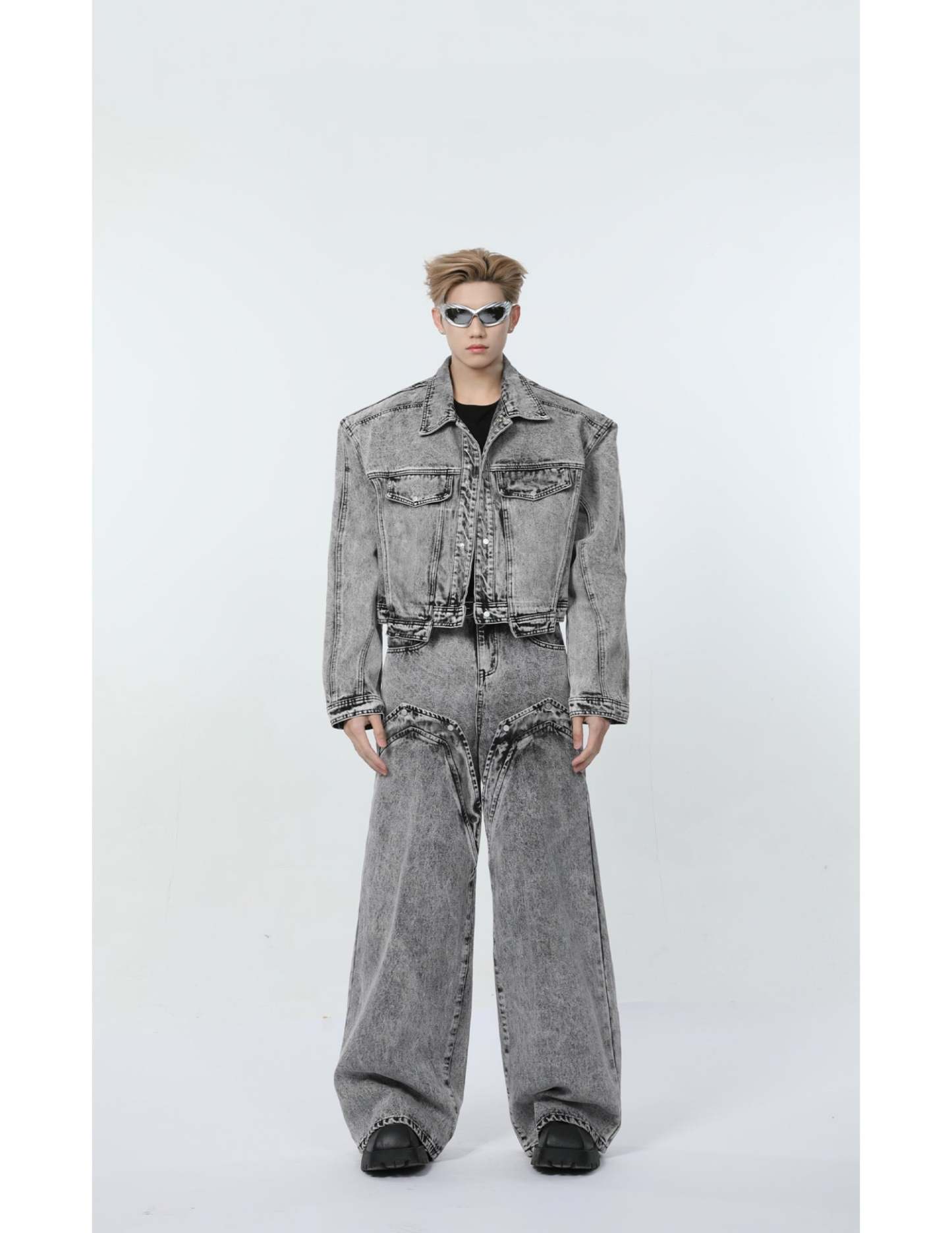 【24s March.】Retro Distressed Simple Denim Suit-IYAMIUIO